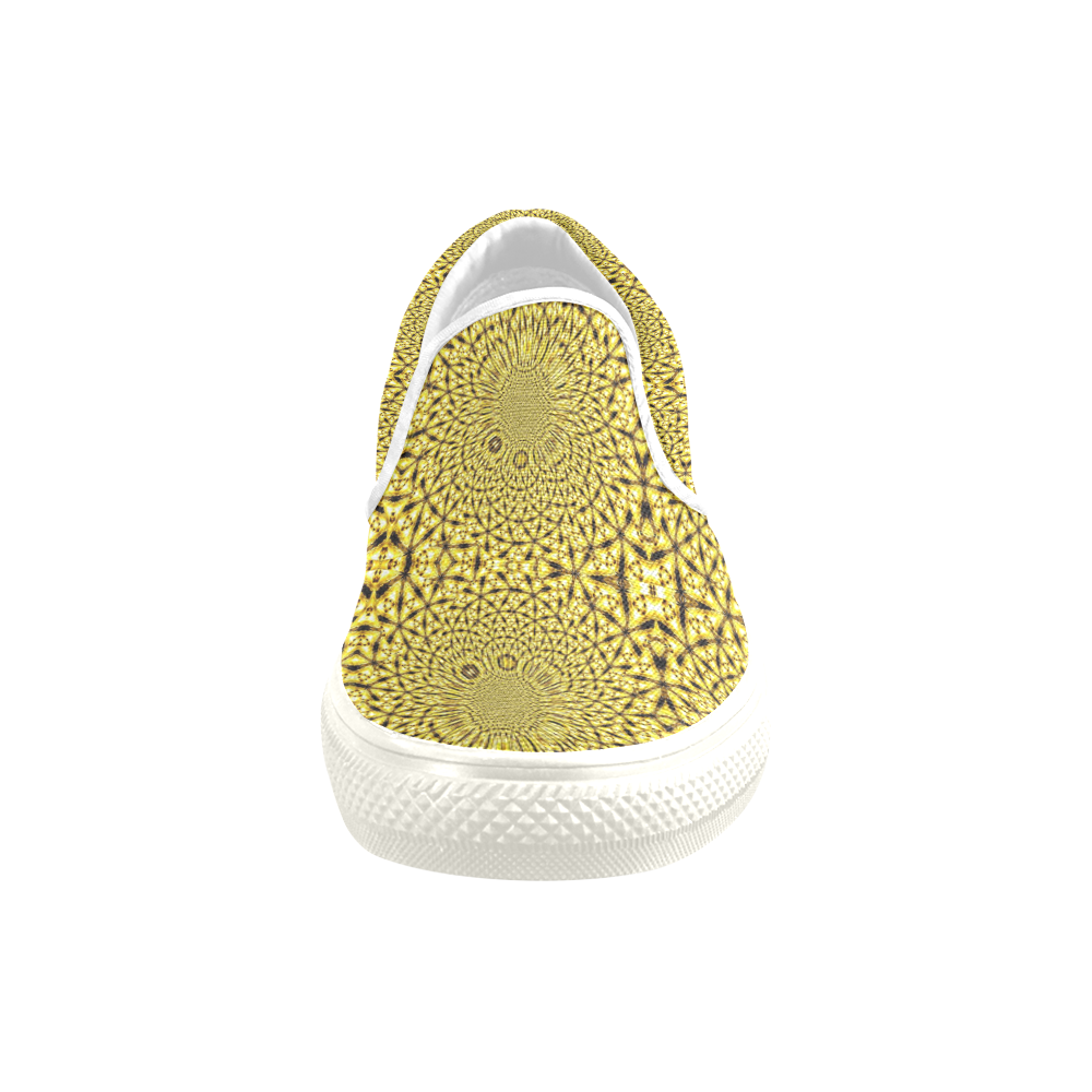 Golden Metallics Lights Kaleidoscope Mandala 1 Slip-on Canvas Shoes for Kid (Model 019)