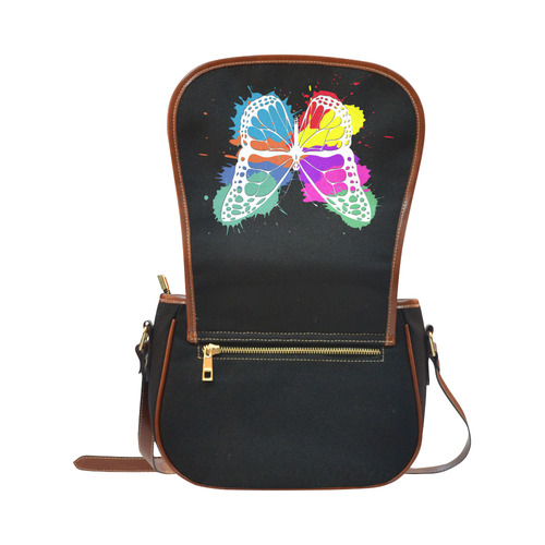 Grunge butterfly Saddle Bag/Small (Model 1649)(Flap Customization)