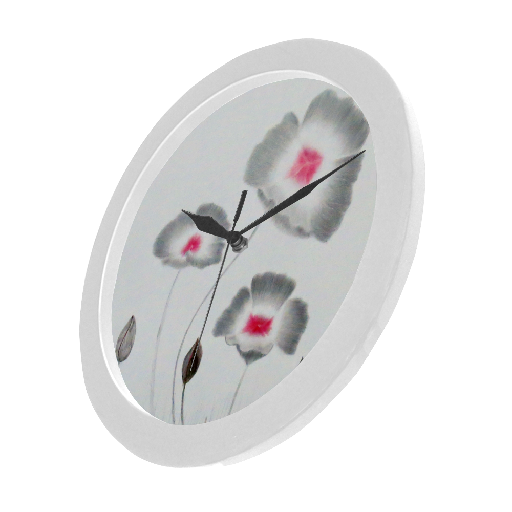 Black flowers Circular Plastic Wall clock