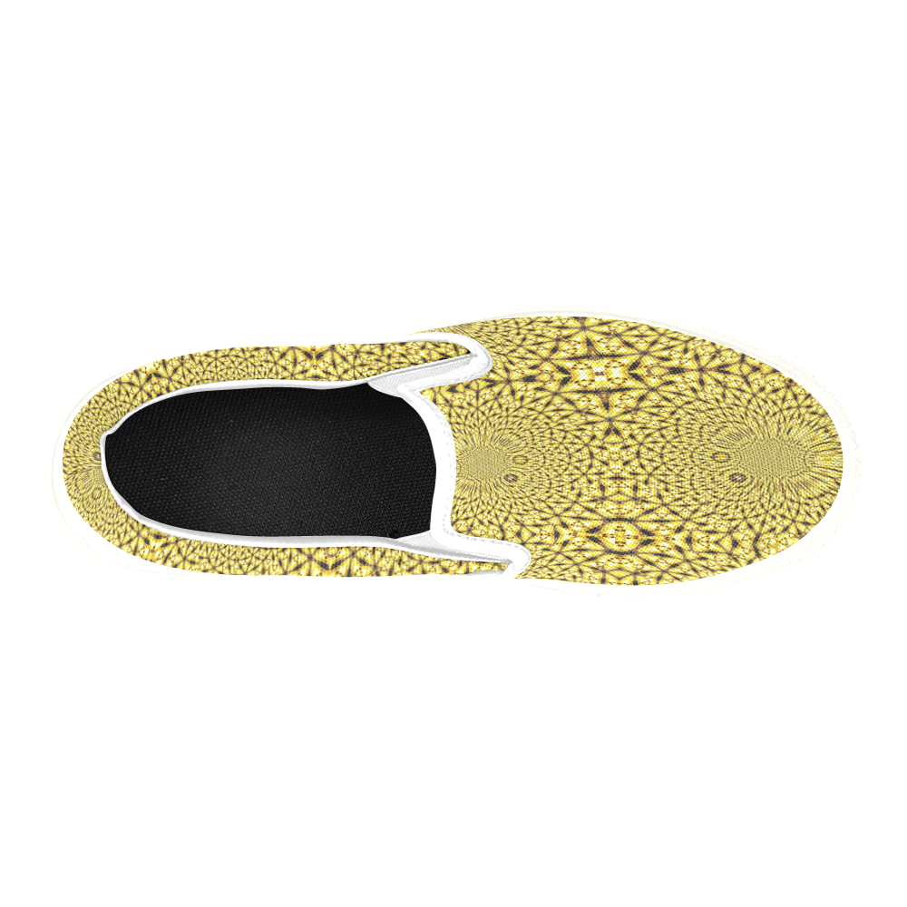 Golden Metallics Lights Kaleidoscope Mandala 1 Slip-on Canvas Shoes for Kid (Model 019)