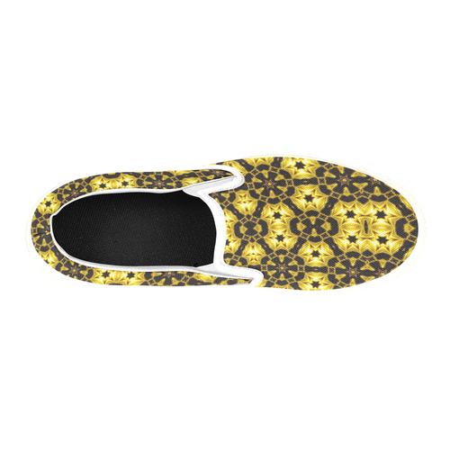 Golden Metallics Lights Kaleidoscope Mandala 5 Slip-on Canvas Shoes for Kid (Model 019)