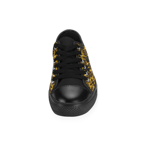Golden Metallics Lights Kaleidoscope Mandala 2 Low Top Canvas Shoes for Kid (Model 018)