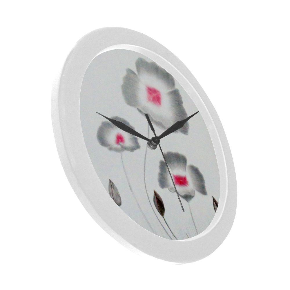 Black flowers Circular Plastic Wall clock