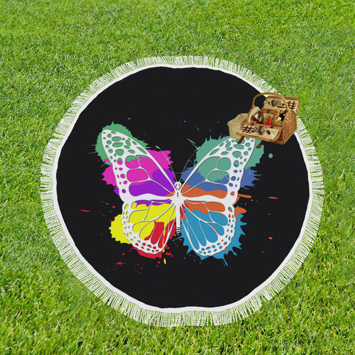 Grunge butterfly Circular Beach Shawl 59"x 59"