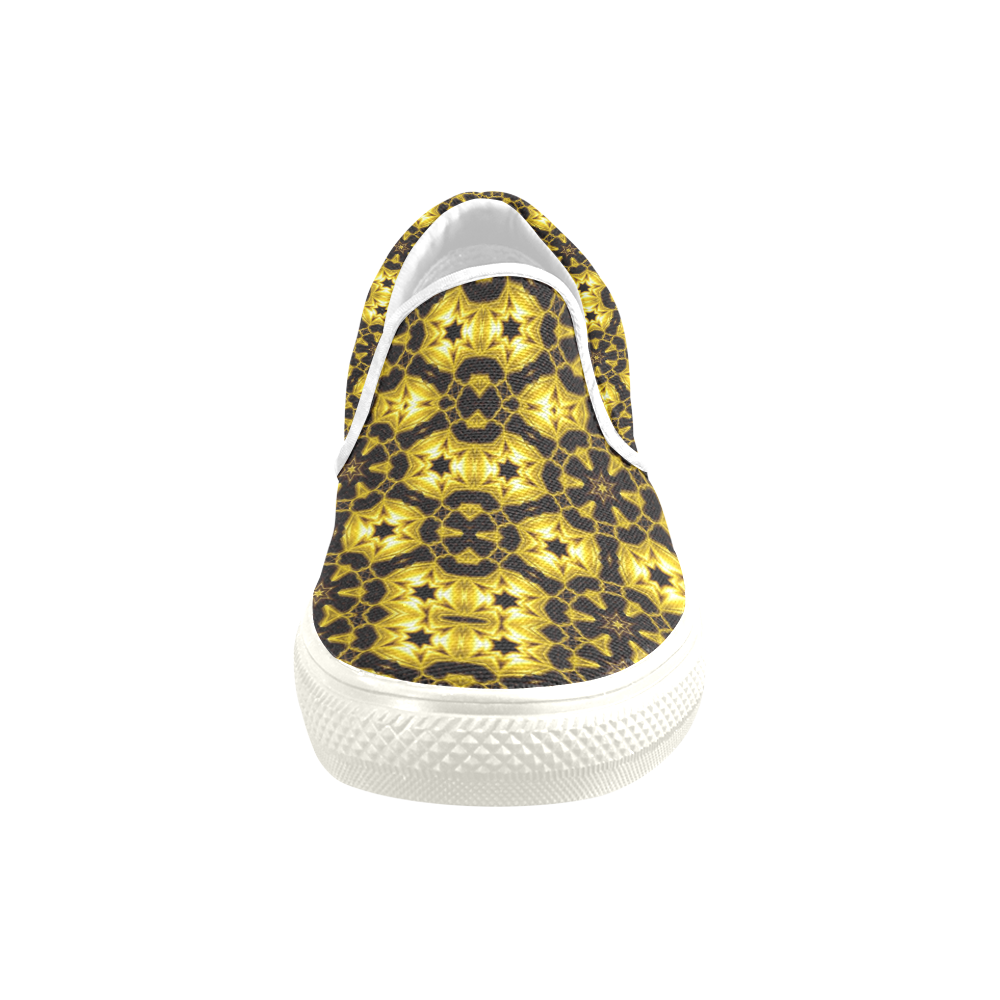 Golden Metallics Lights Kaleidoscope Mandala 5 Slip-on Canvas Shoes for Kid (Model 019)