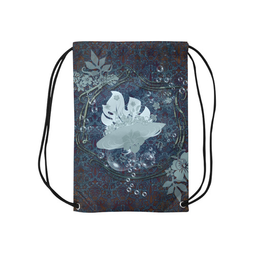 Sport surfboard and flowers Small Drawstring Bag Model 1604 (Twin Sides) 11"(W) * 17.7"(H)