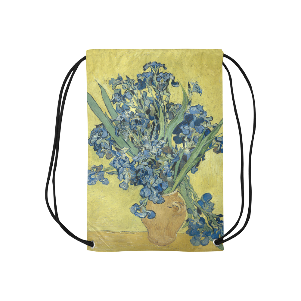 Van Gogh Irises Yellow Background Small Drawstring Bag Model 1604 (Twin Sides) 11"(W) * 17.7"(H)