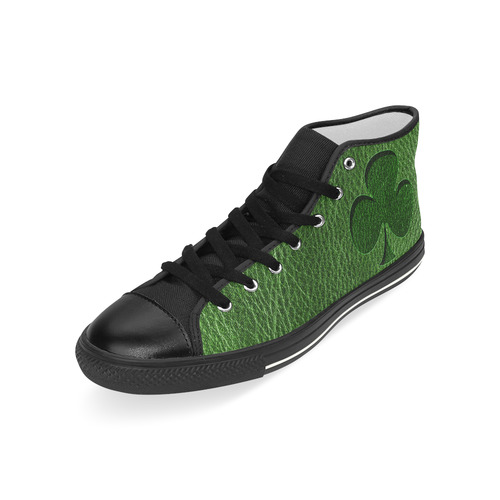 Leather-Look Irish Clover Men’s Classic High Top Canvas Shoes (Model 017)