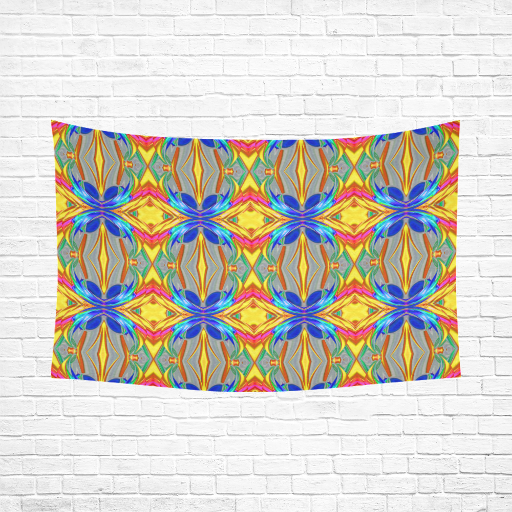 Abstract Colorful Ornament A Cotton Linen Wall Tapestry 90"x 60"