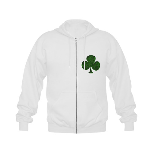 Leather-Look Irish Clover Gildan Full Zip Hooded Sweatshirt (Model H02)