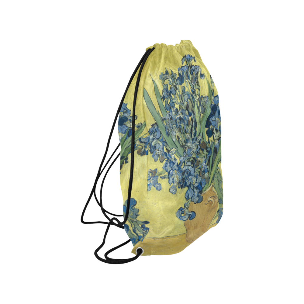 Van Gogh Irises Yellow Background Small Drawstring Bag Model 1604 (Twin Sides) 11"(W) * 17.7"(H)