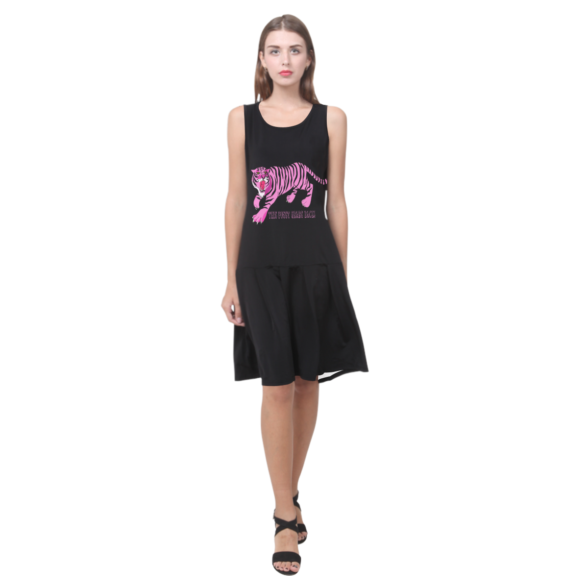 This Pussy Grabs Back! Sleeveless Splicing Shift Dress(Model D17)