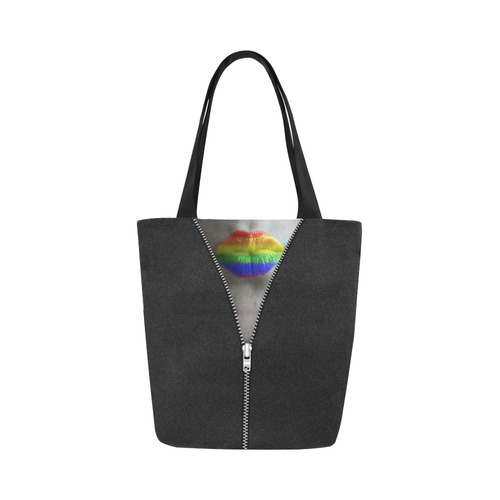 ZIPPER RAINBOW KISS LIPS Canvas Tote Bag (Model 1657)