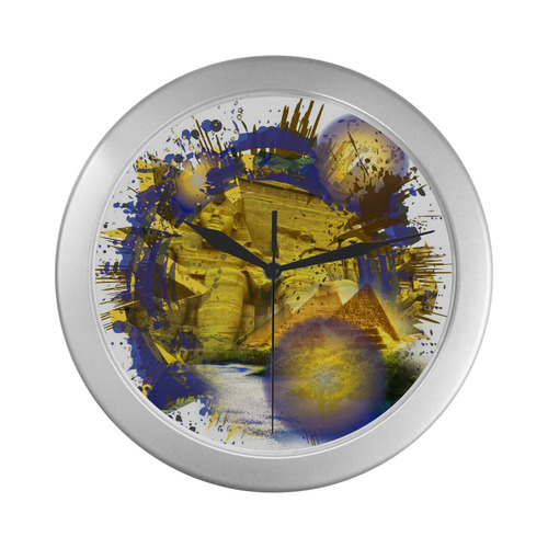 Egypt land of the Pharaohs and Pyramids Silver Color Wall Clock