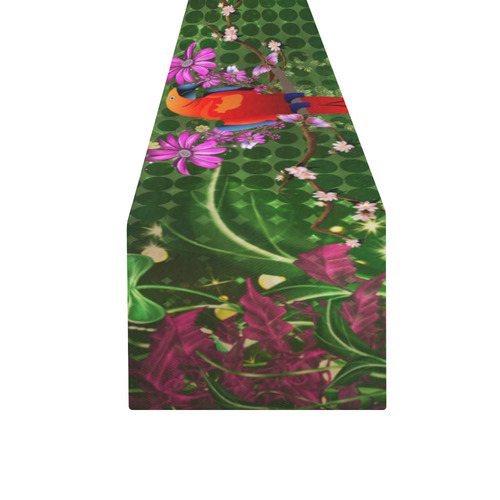 Wonderful tropical design with parrot Table Runner 16x72 inch