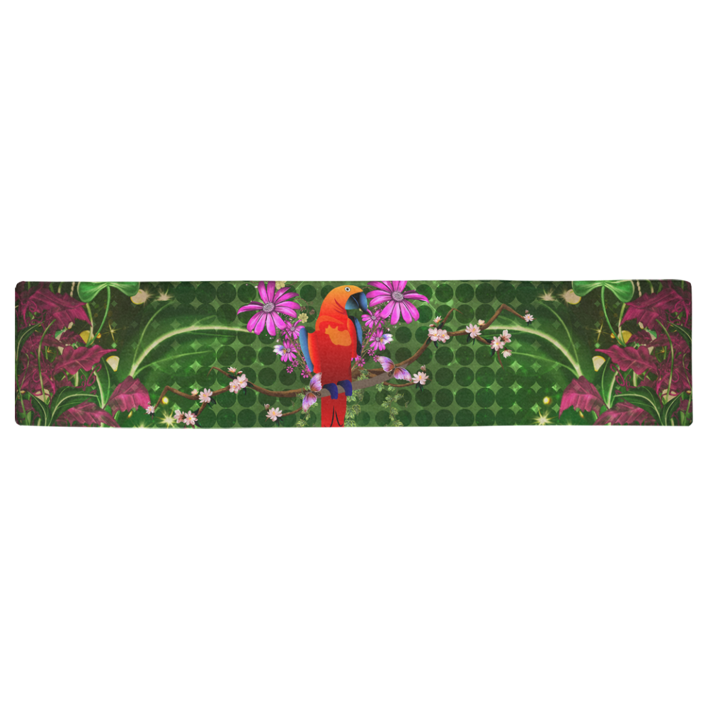 Wonderful tropical design with parrot Table Runner 16x72 inch
