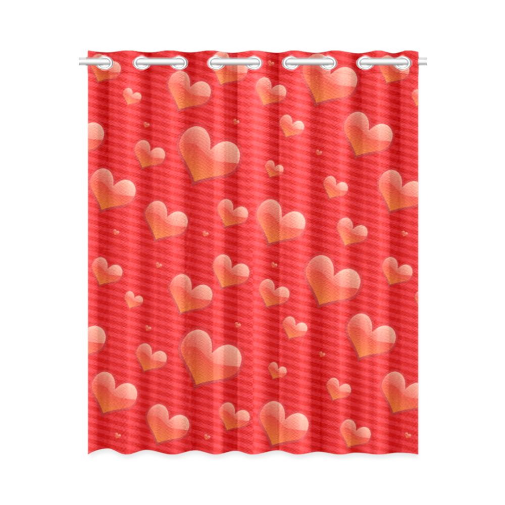 Red Hearts Valentine I Love You New Window Curtain 52