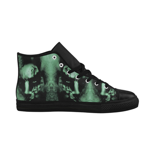sky demon in green Aquila High Top Microfiber Leather Women's Shoes (Model 032)