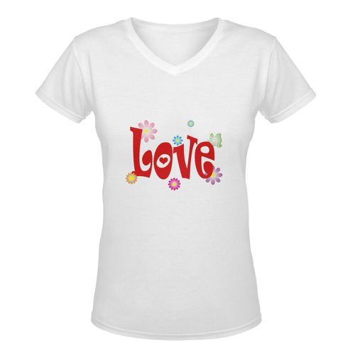 Love illustration Women's Deep V-neck T-shirt (Model T19)
