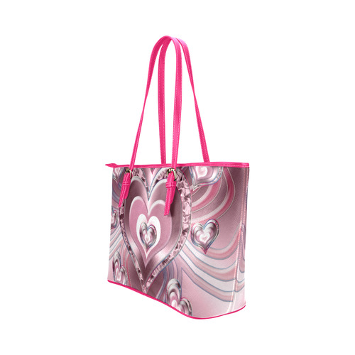 River Flowing Hearts Leather Tote Bag/Small (Model 1651)