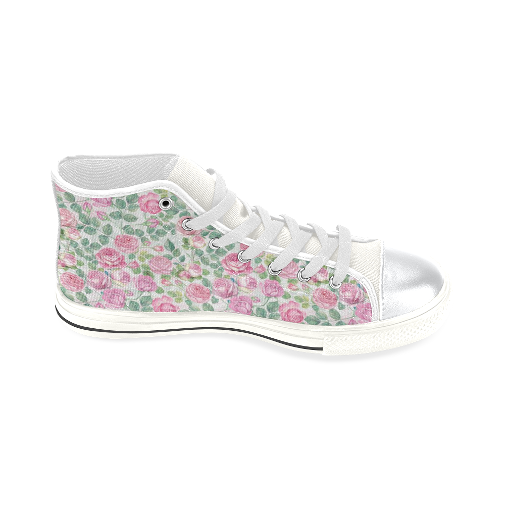 vintage roses, flowers High Top Canvas Shoes for Kid (Model 017)