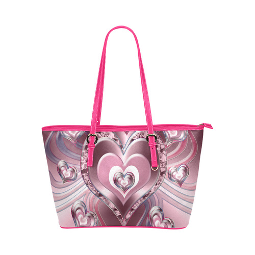 River Flowing Hearts Leather Tote Bag/Small (Model 1651)