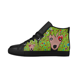 Doggy doodled Dana Aquila High Top Microfiber Leather Women's Shoes (Model 032)