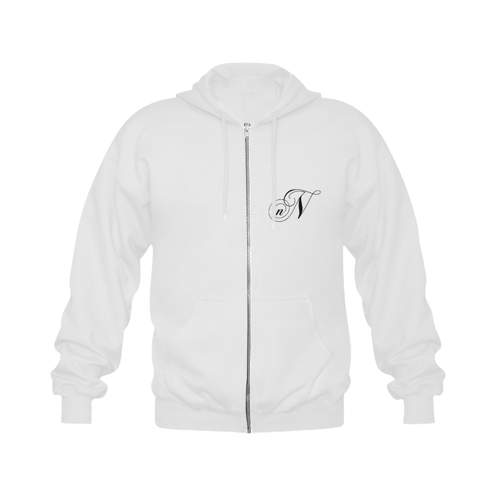 Alphabet N - Jera Nour Gildan Full Zip Hooded Sweatshirt (Model H02)