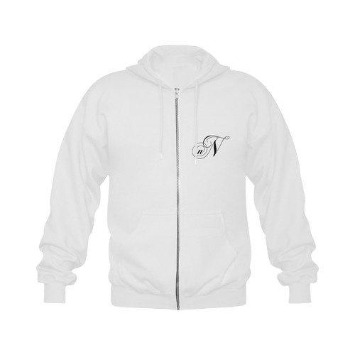 Alphabet N - Jera Nour Gildan Full Zip Hooded Sweatshirt (Model H02)