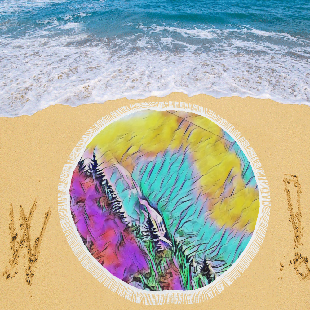 Rainbow Circular Beach Shawl 59"x 59"