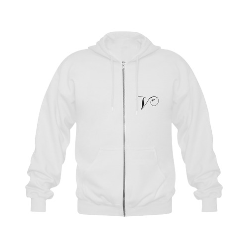 Alphabet V - Jera Nour Gildan Full Zip Hooded Sweatshirt (Model H02)