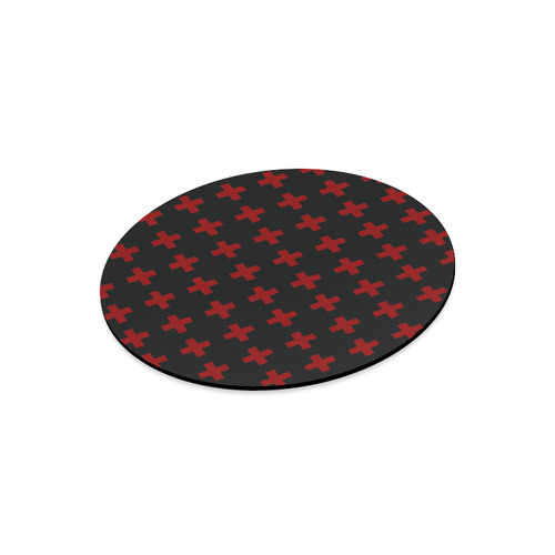 Punk Rock Red Crosses Round Mousepad