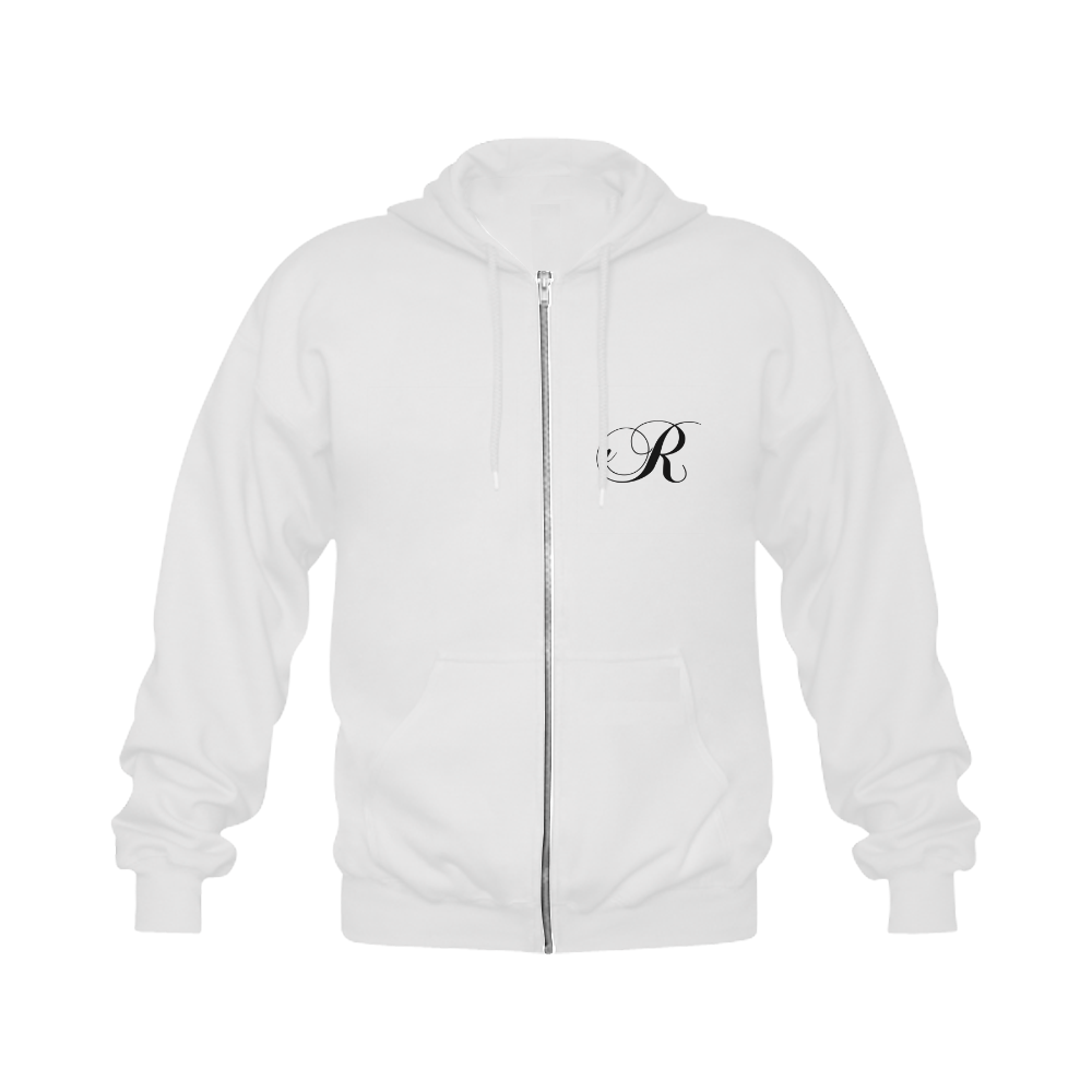 Alphabet R - Jera Nour Gildan Full Zip Hooded Sweatshirt (Model H02)