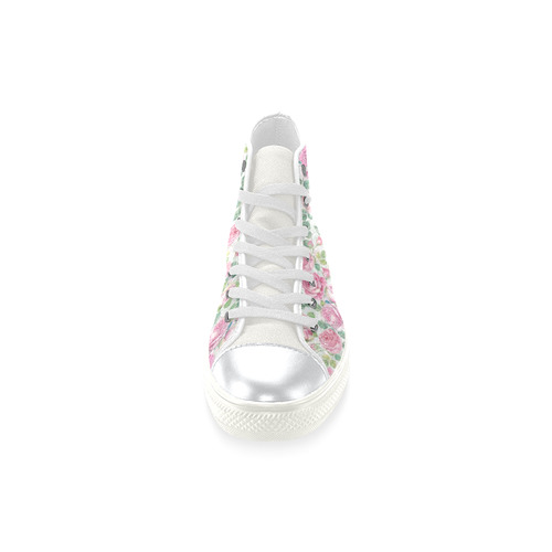 vintage roses, flowers High Top Canvas Shoes for Kid (Model 017)