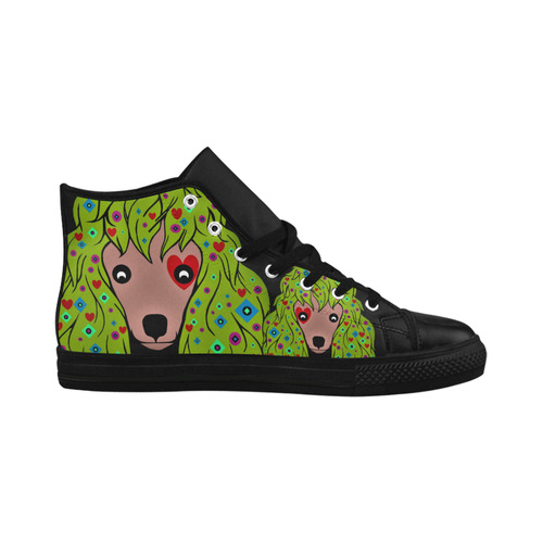 Doggy doodled Dana Aquila High Top Microfiber Leather Women's Shoes (Model 032)