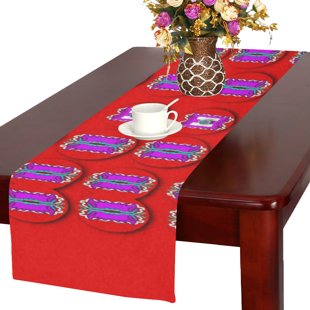 May be a cartoon on red Table Runner 16x72 inch