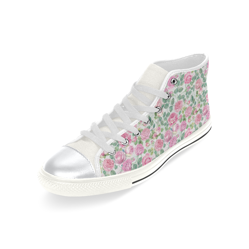 vintage roses, flowers High Top Canvas Shoes for Kid (Model 017)