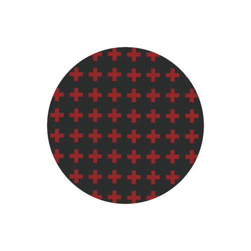 Punk Rock Red Crosses Round Mousepad