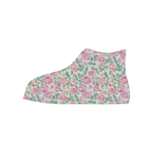 vintage roses, flowers High Top Canvas Shoes for Kid (Model 017)