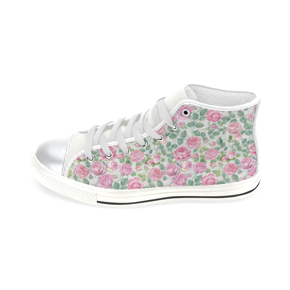 vintage roses, flowers High Top Canvas Shoes for Kid (Model 017)