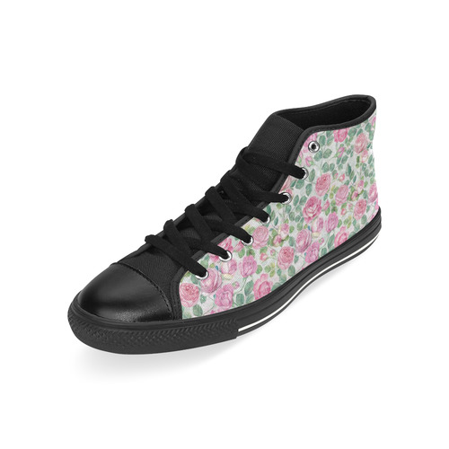 vintage roses, flowers High Top Canvas Shoes for Kid (Model 017)