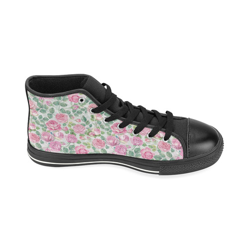 vintage roses, flowers High Top Canvas Shoes for Kid (Model 017)