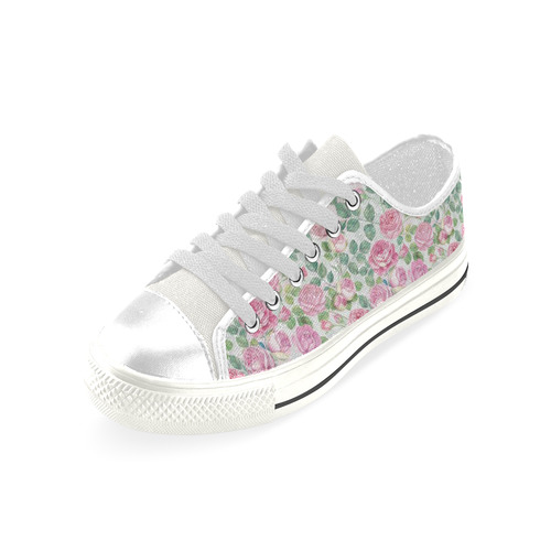 vintage roses, flowers Low Top Canvas Shoes for Kid (Model 018)