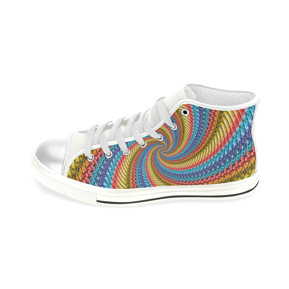 Escher’s Droste Spirals High Top Canvas Women's Shoes/Large Size (Model 017)