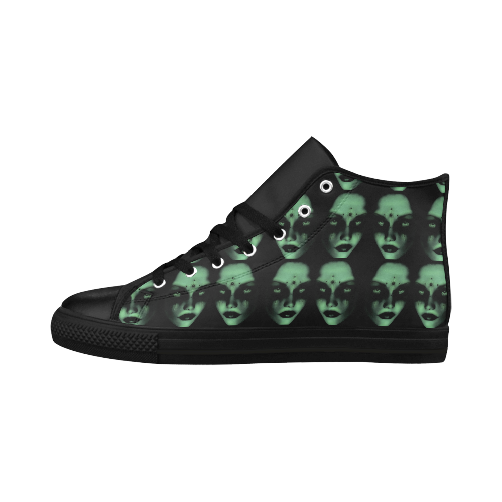 Gothic perfection green Aquila High Top Microfiber Leather Women's Shoes (Model 032)