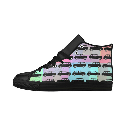 London Taxi Cab Pattern Aquila High Top Microfiber Leather Women's Shoes/Large Size (Model 032)