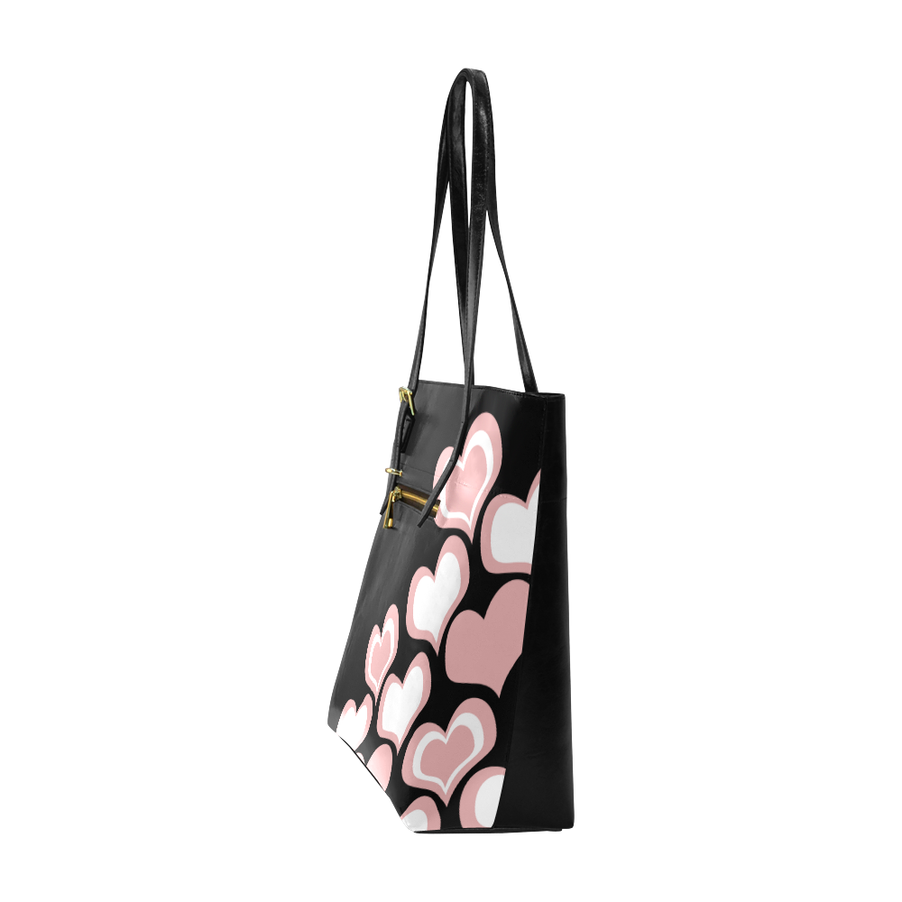 Full of hearts - black Euramerican Tote Bag/Small (Model 1655)