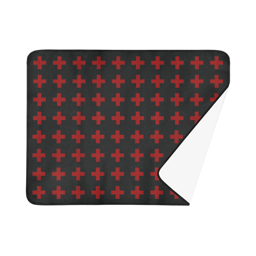 Punk Rock style Red Crosses pattern Beach Mat 78"x 60"