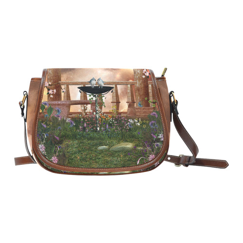 Cute birds in the sunset Saddle Bag/Large (Model 1649)