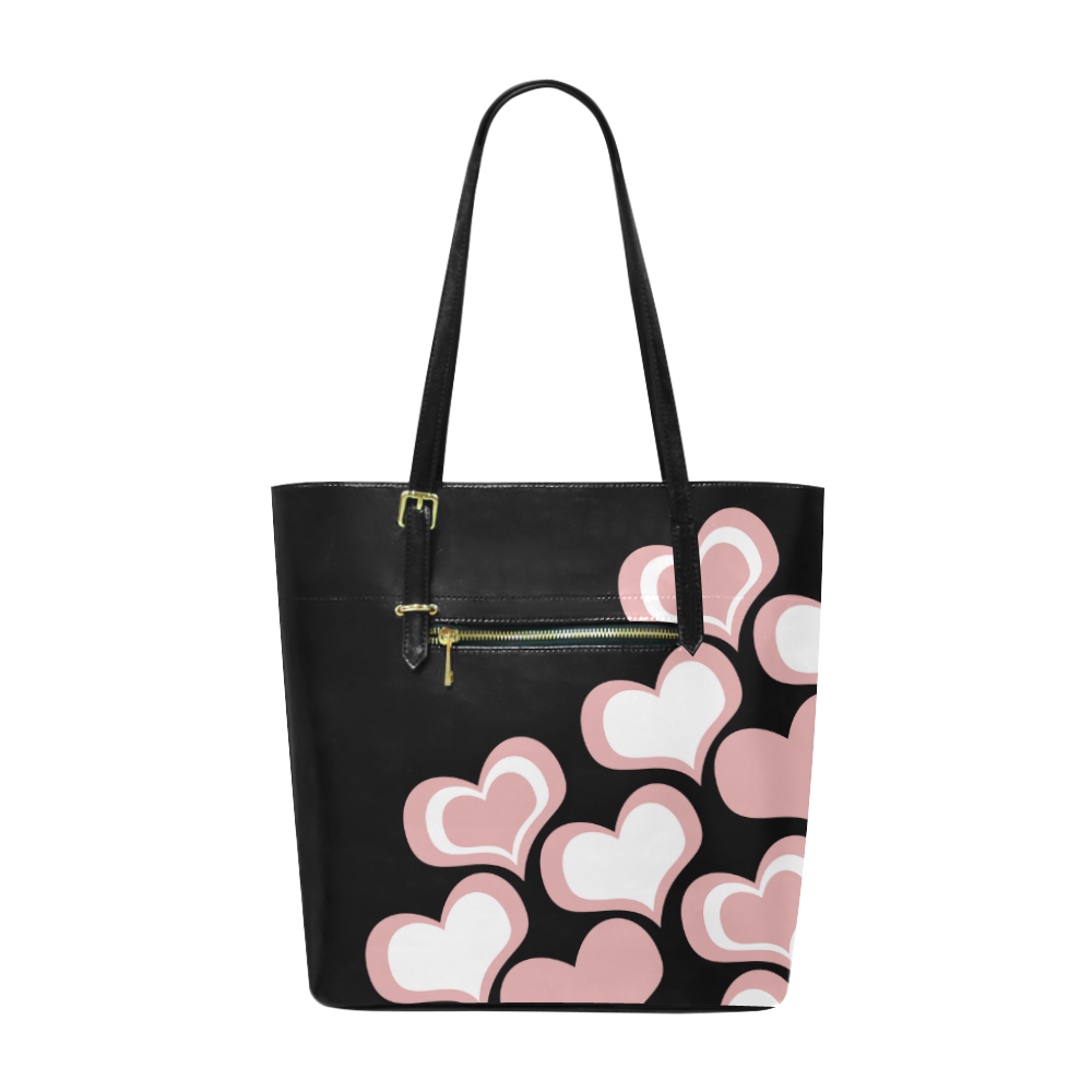 Full of hearts - black Euramerican Tote Bag/Small (Model 1655)